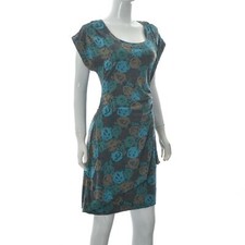 Marc Jacobs Women's Asymmetrical Ruched Dress Short Sleeve Scoop Neck Floral M