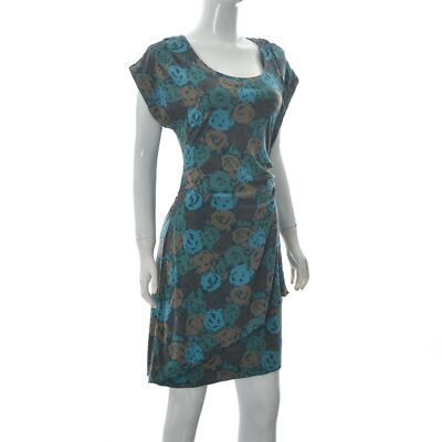 Marc Jacobs Women's Asymmetrical Ruched Dress Short Sleeve Scoop Neck  Floral M