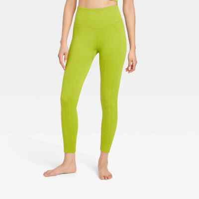 JoyLab Women's Seamless Cable Knit 7/8 Leggings Green Size Medium