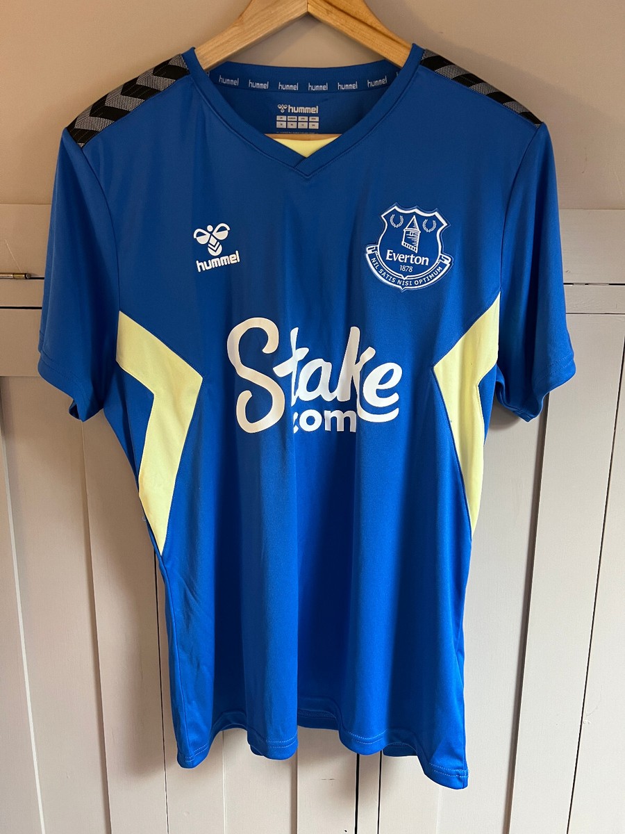 Hummel Everton Stake ladies football t shirt Blue/Yellow Large