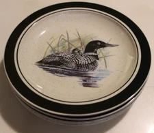 Folkcraft Stoneware Loon Lake By Scotty Z Salad, Dessert Plates 8 1/2" Set of 4