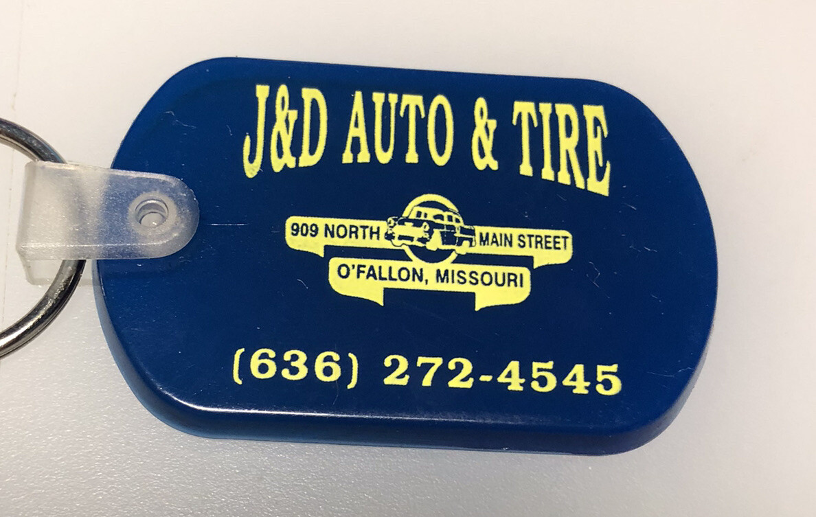 O’Fallon MO J&D Auto Tire Car Repair Service Missouri Motors Keychain