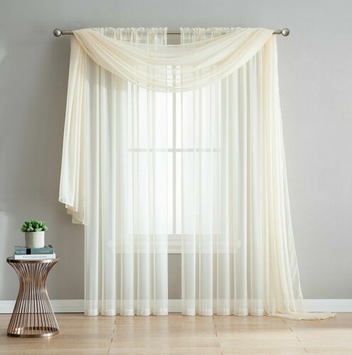 Empire Home 216" Long Sheer Curtain Valance Window / Scarf Great Value 30 Colors - Picture 8 of 25