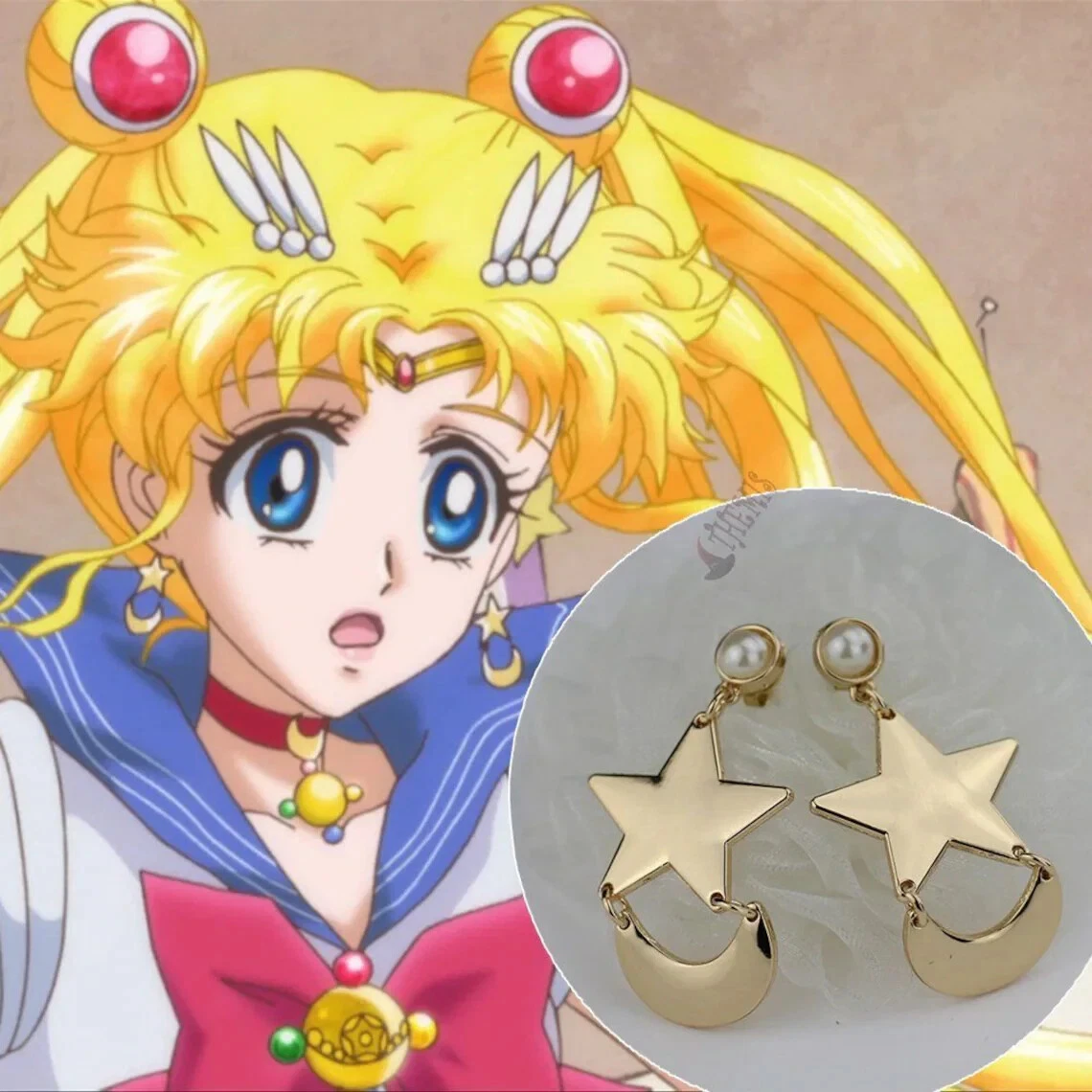 Unique Star and Moon Anime Earrings Inspired from Sailor Moon