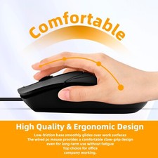 1000 DPI Optical Wired Mouse - USB 2.0 Plug and Play for PC, Laptop, Desktop