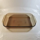 Vintage Pyrex Brown Amber 233-R Oblong Baking Dish  13 x 9 x 2 Inch  3 Qt.