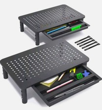 EVOOMI Back Saver Monitor Riser with Drawer - 2 Pack - Gain 5 Weeks a Year, Less