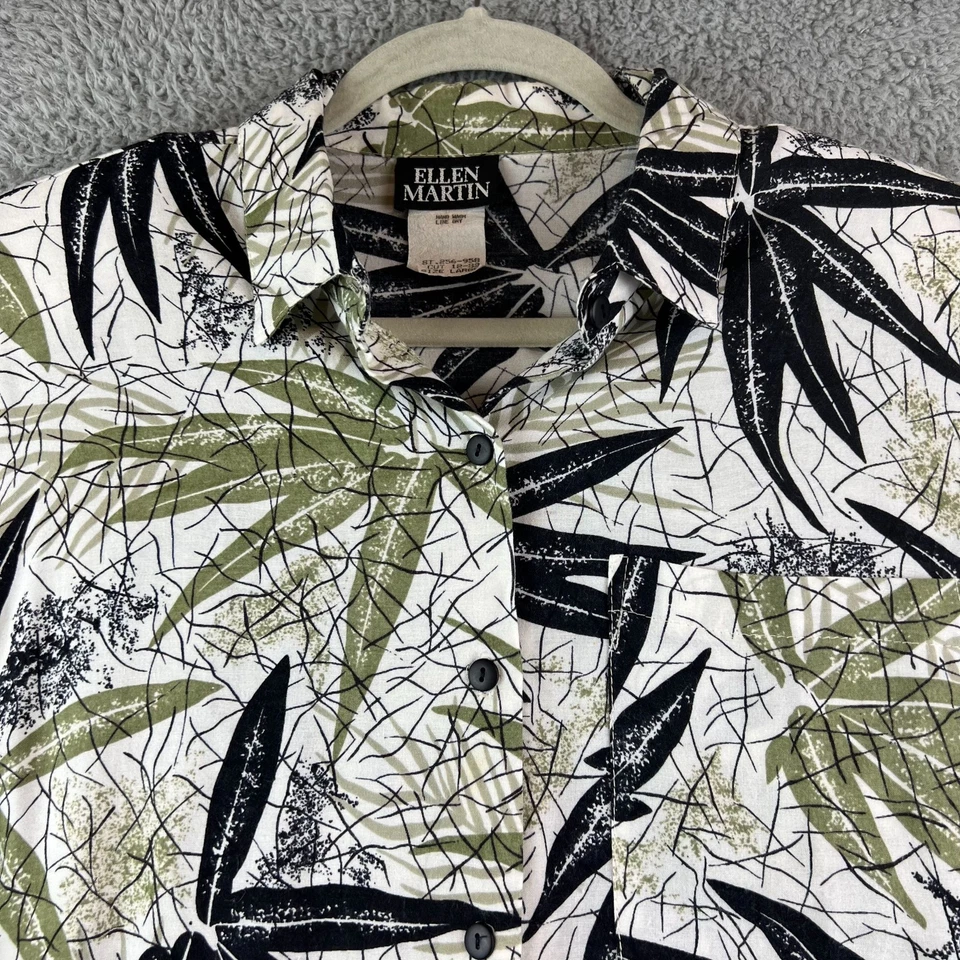 Винтажная ретро тропическая гавайская рубашка Ellen Martin 90-х на пуговицах с цветочным рисунком размер  - Изображение 2 из 4