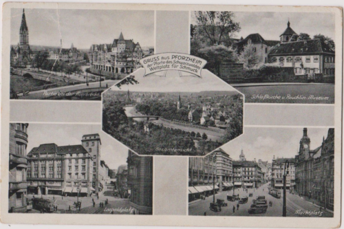 AK Gruss aus Pforzheim, 5 Bilder, gel. ca. 1935 - (BM abgel.) - Bild 1 von 1