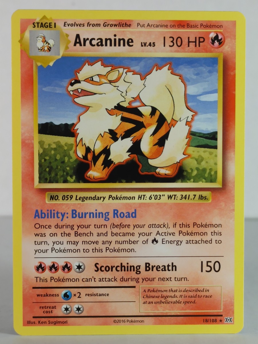 Arcanine - Evolutions 18/108 singles, non-holo NM - Rare - Pokemon TCG