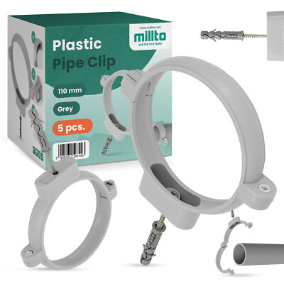 5x Millto  Rohrschelle Kunststoff Halterung Rohr 110mm Stockschraube Dübel
