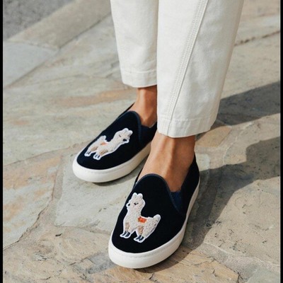 Soludos Navy Blue Velvet Llama 