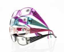 4 Colors Women Luxury Rectangle Rhinestone Reader Reading Glasses 1.00  3.50