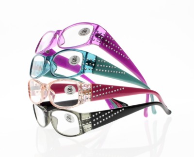 4 Colors Women Luxury Rectangle Rhinestone Reader Reading Glasses +1.00 ~ +3.50