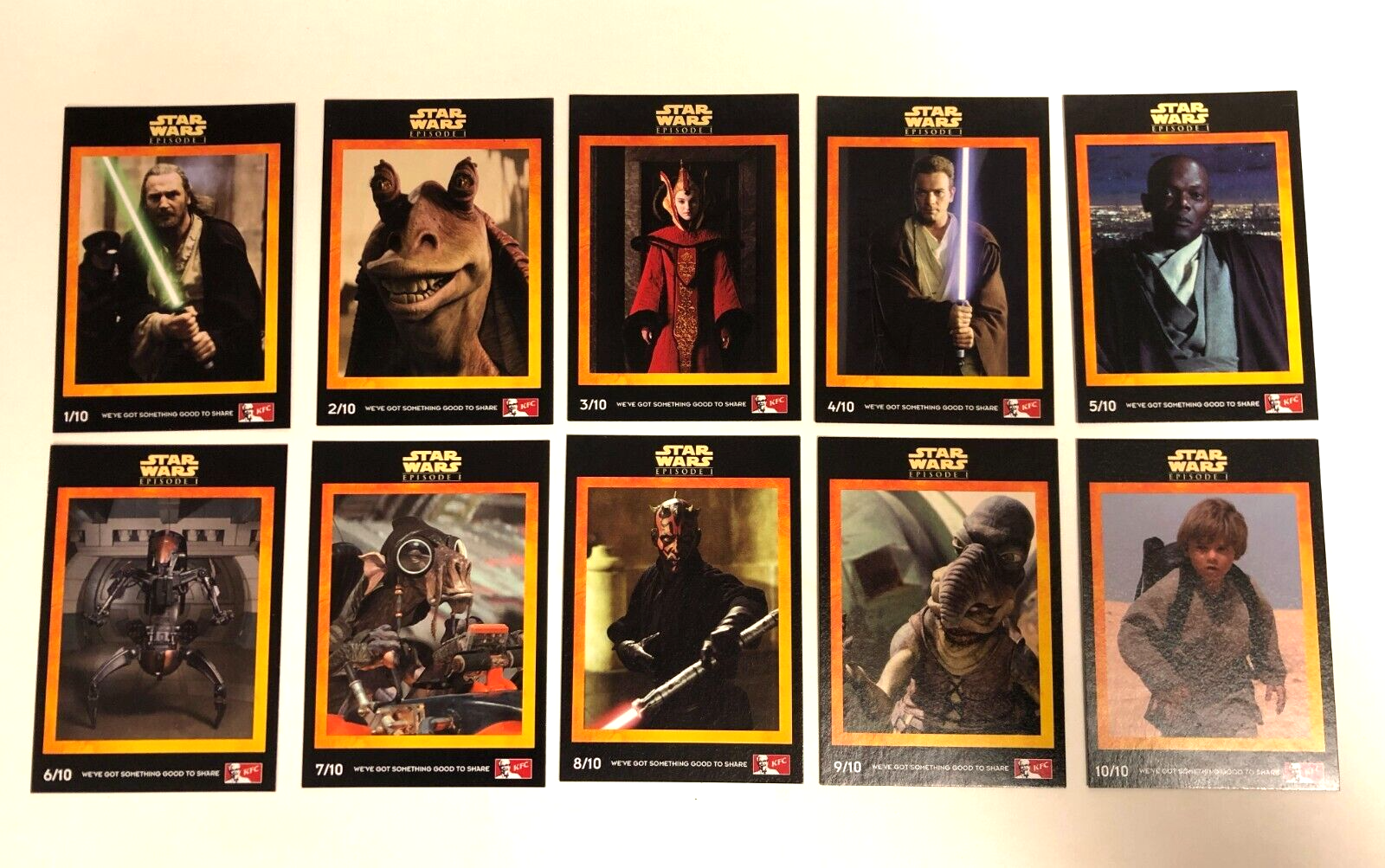 1999 Star Wars Episode 1 Trading Card Set 1-10 Australia Edition from KFC - Picture 2 of 5