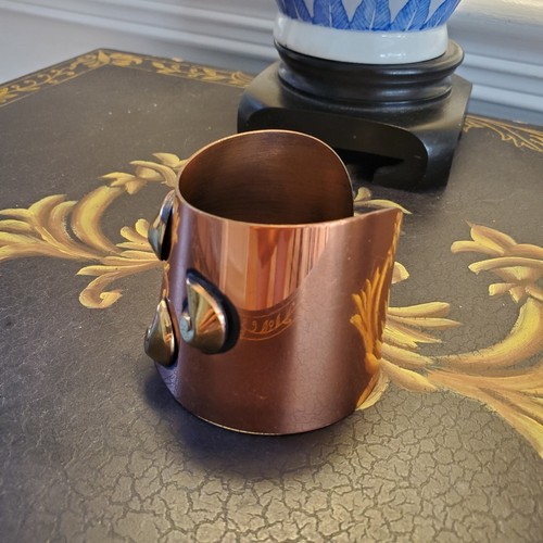 Modernist Brutalist Wide Copper Cuff w Modern Gold Brass Nautilus Trio Unsigned - Picture 17 of 24