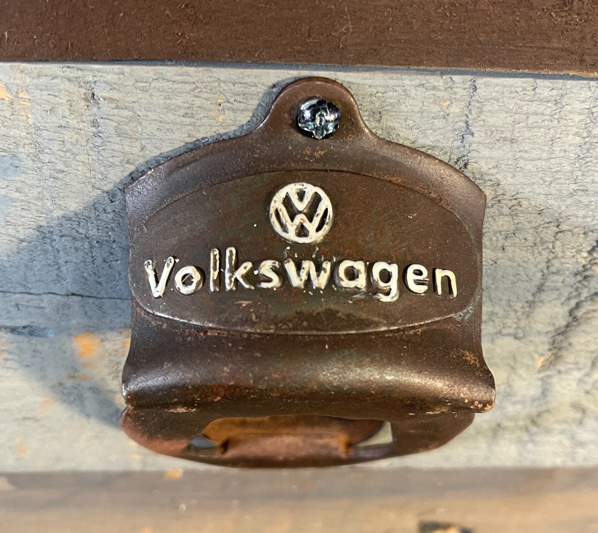 VW Vintage Wall Mounted Beer Bottle Opener With Antique Distressed