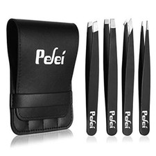 Pefei Tweezers Set - Professional Stainless Steel Tweezers for Eyebrows -