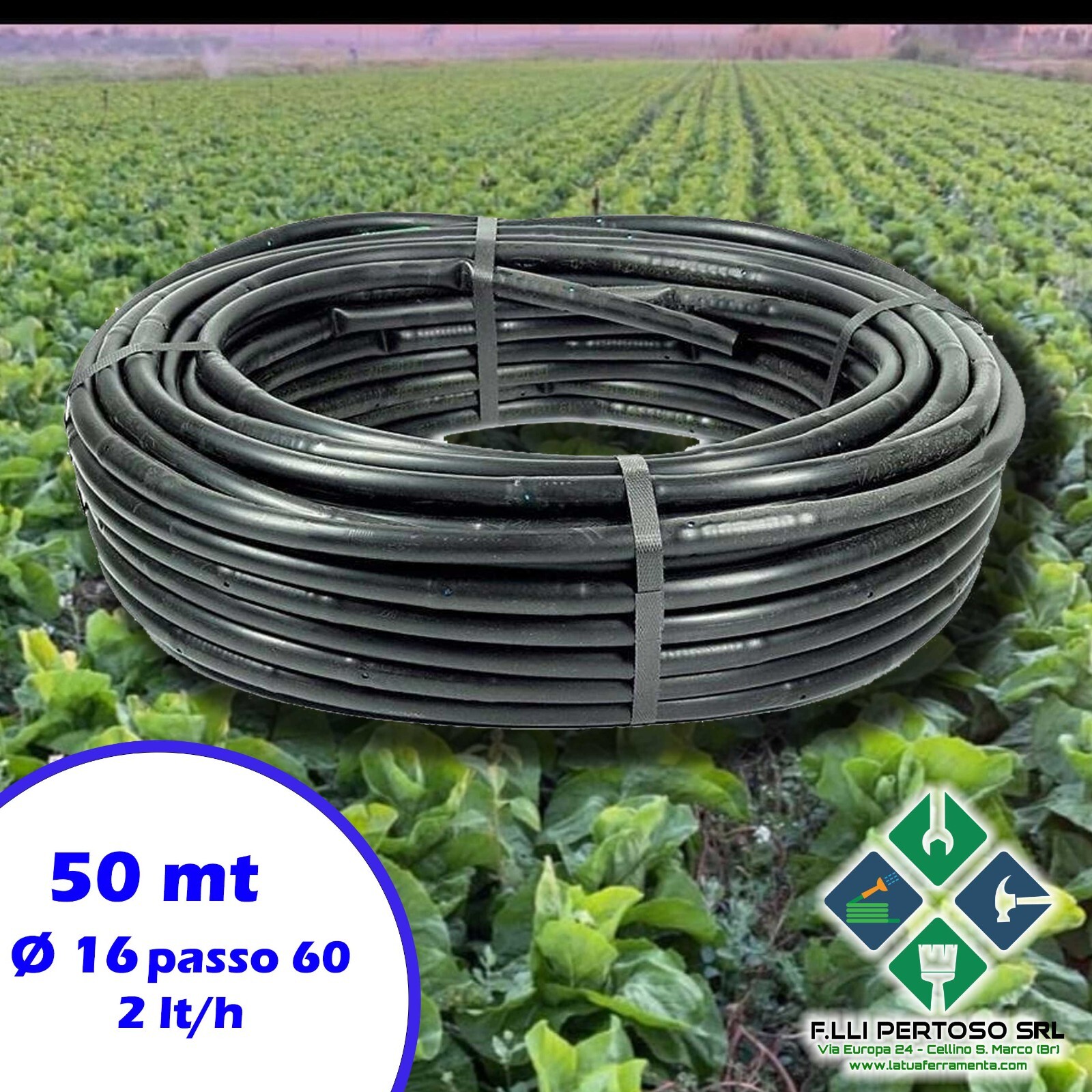 Tubo Irrigazione a Goccia 16mm 50mt Passo 60 | Ala Gocciolante Ala Super