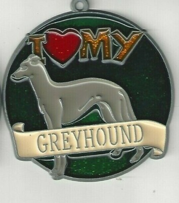 I Love my Greyhound Suncatcher w/Suction cup (New Old Stock) 