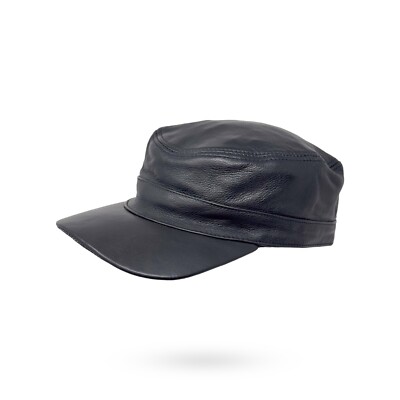 Men's baseball cap real leather shield hat caps cap baseball cap Black