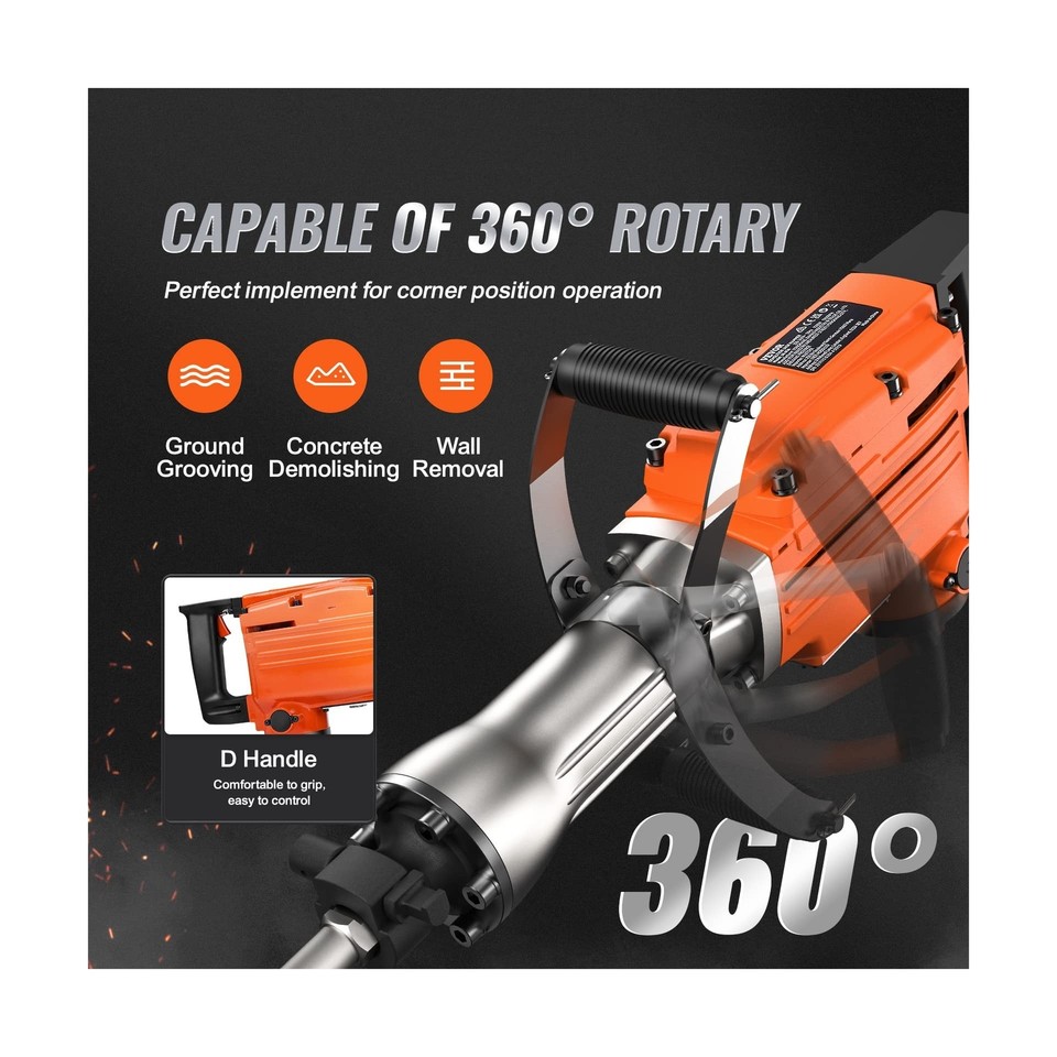 VEVOR Demolition Jack Hammer, MAX 2200W Electric Jackhammer Heavy Duty