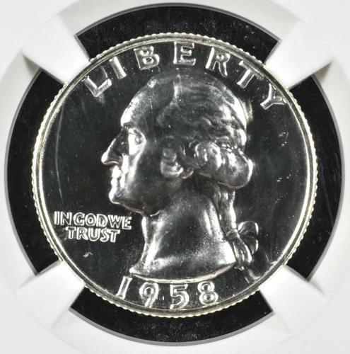 1958 WASHINGTON SILVER QUARTER PROOF NGC PF67 