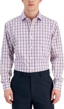 Club Room Plaid Regular Fit Performance Long Sleeve Button Down Shirt 15.5