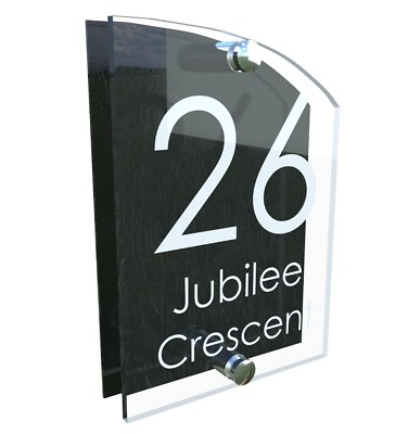 Weiß & Schwarz Zahlenschild Plakette Glasoptik Acryl Türschild Wand VAL-27W-B