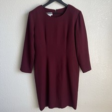Vintage Land’s End Red Midi Dress 3/4 Sleeves 100% Wool Made In USA Size 4 R
