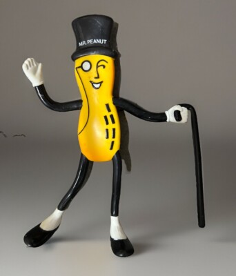 Vintage Pflanzgefäße Mr. Peanut biegsame Werbung Spielzeug Figur 6 Zoll MÜLLEIMER 11