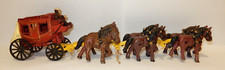 ANTIQUE OLD WILD WEST CAST IRON STAGECOACH WITH DRIVER  6 HORSES