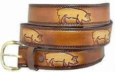 PIG BOAR SOW PIGLET FAIR SHOW RODEO Work Wear Tractor Leather Belt  Buckle