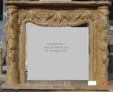 Fireplace Mantle SURROUND – Grapevine Pillar Mantel - hand carved grape clusters