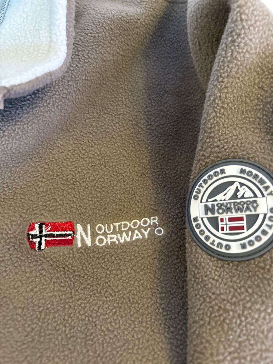 Geographical Norway Fleece Jacket Size XL Mens Beige Grey Geographical Norway Fleece Jacket Size XL Mens Beige Grey
