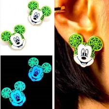 Disney BaubleBar Earrings Mickey Mouse Spiderweb Halloween Glow in the Dark Stud