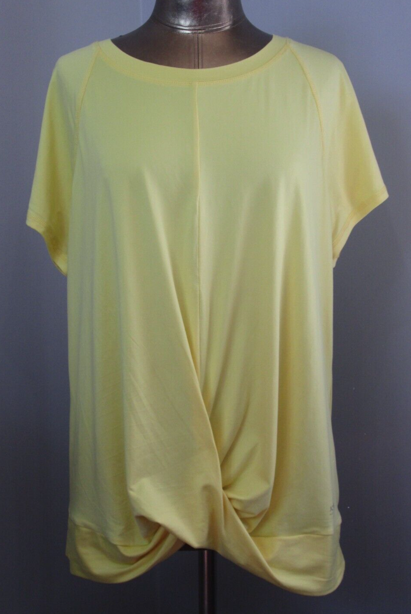 ニュ45  Jones New York Sport Yellow Draped Top Womens Size L Chest 45