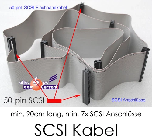 50-PIN SCSI CABLE KABEL 9x DEVICES 50-PIN 9x 50-PIN 100cm FLACHBANDKABEL K52-100