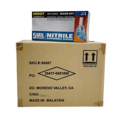 #ad Hardy 68497 Nitrile Gloves 5MIL MEDIUM DUTY CASE 10 BOXES LARGE $69.99