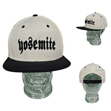 Yosemite Spellout National Park Hat Adjustable Snapback Cap Beige x Black