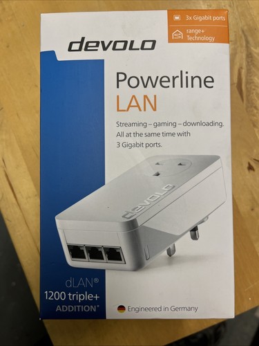 DEVOLO 1200+ WiFi dLAN Add-On GIGABIT PASSTHROUGH POWERLINE ADAPTER 2 PORTS - Picture 6 of 9