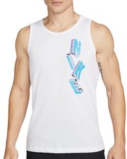 Nike Dri-Fit Men's Graphic Training Tank White Blue Size XL NWT 45