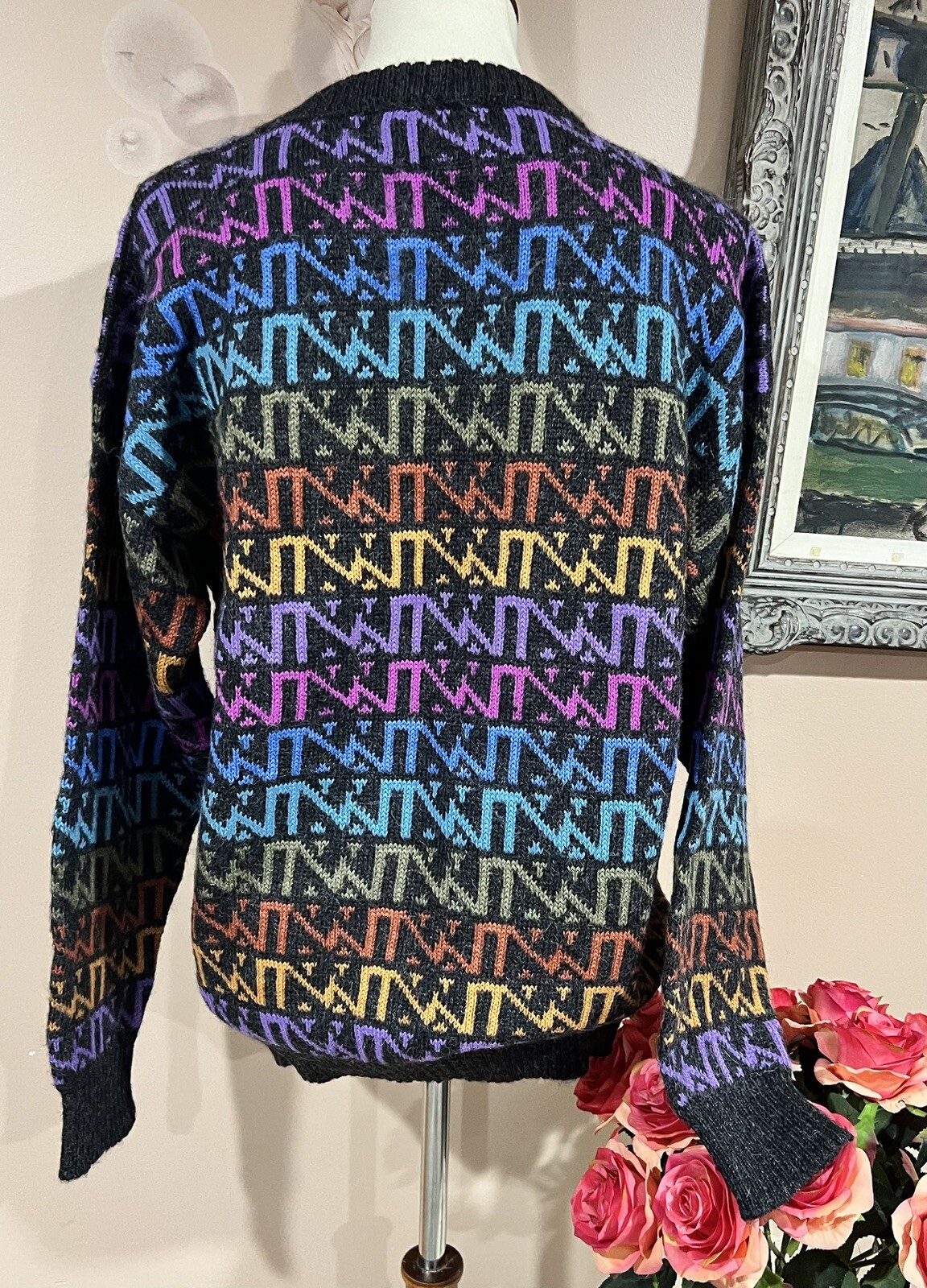 Peruvian Connection  Vintage Handmade Long Sleeve Alpaca Knit Sweater Size M image 3