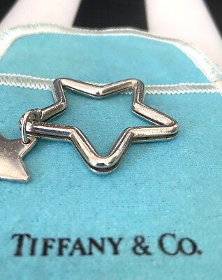 Tiffany & Co. .925 Silver RARE Double Star Key Ring Key Chain