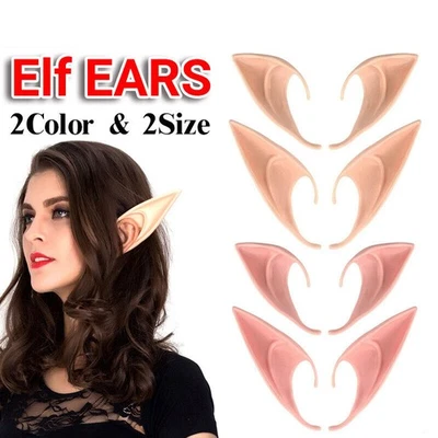 Elf Ears Rubber Latex Prosthetic Tips Angel Pixie Fairy Adult Kid Cosplay UK