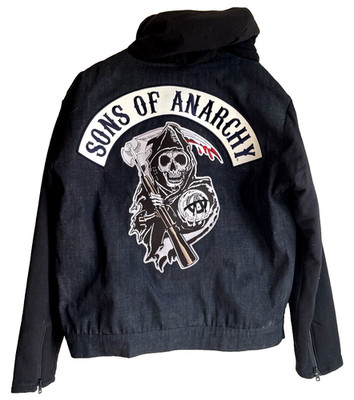 SONS OF ANARCHY ROAD GEAR  BLACK Canvas Jacket KNIT Hood USA NWT 2XL GRIM REAPER