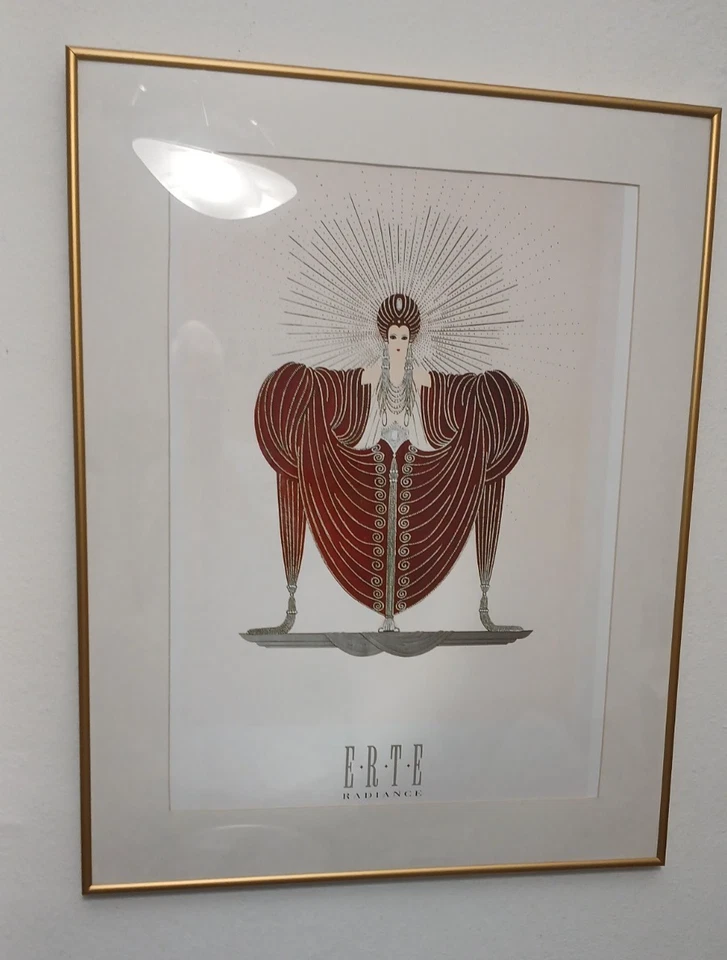 Erte "Radiance" Lithographic Poster Matted  Frame 22x28 - Image 2 of 2