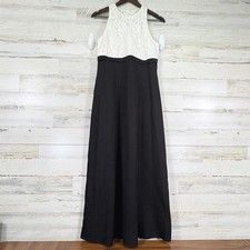 Scott McClintock Petite Black White Lace Halter Maxi Dress Formal Gown Vintage 8