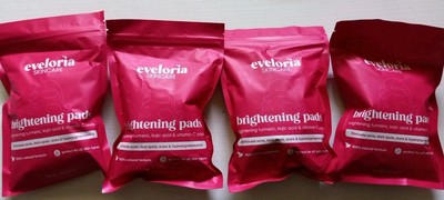4 Bundle Eveloria Skincare 120 Brightening Pads 100% Natural Form Exp Dec 2027
