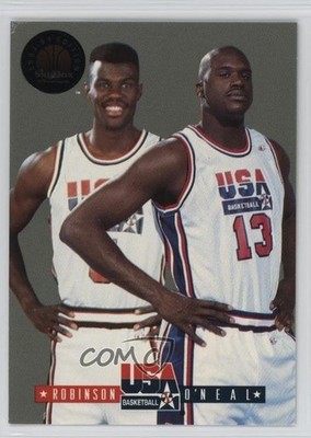 1993 Skybox Premium USA Basketball Tip-Off Shaquille O'Neal David Robinson 12p5